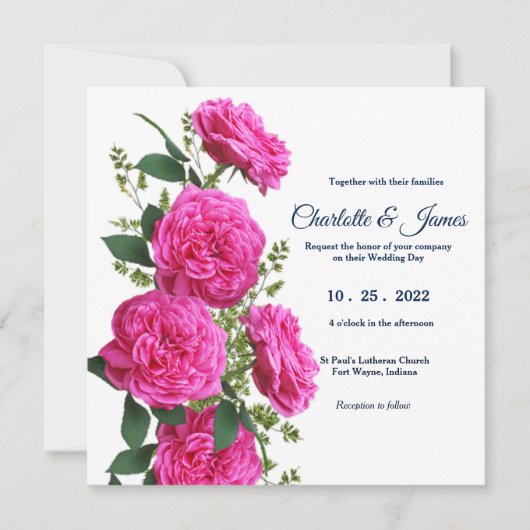 Einladung zur Hochzeit von Rosen (Vorderseite)