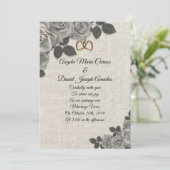 Einladung zur Hochzeit von Rosen in Schwarz und We (Stehend Vorderseite)