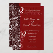 Einladung zur Hochzeit von Rot- und Braunblumenblu (Vorne/Hinten)