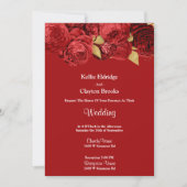 Einladung zur Hochzeit von Rot- und Goldblumen (Vorderseite)