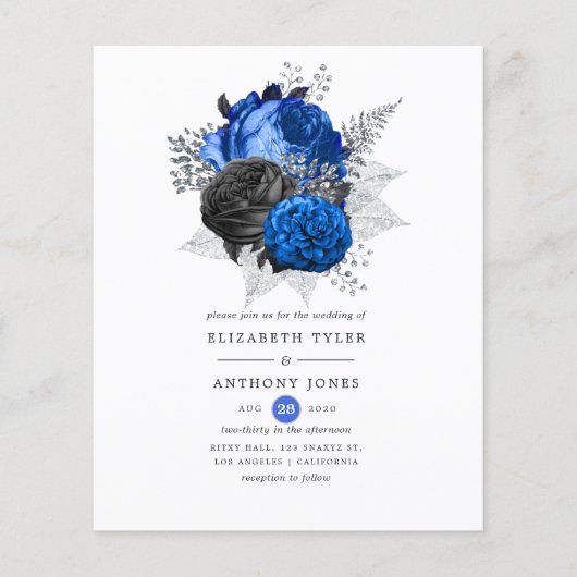 Einladung zur Hochzeit von Royal Blue, Black and S Flyer (Vorne)