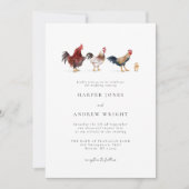 Einladung zur Hochzeit von rustikalen Hühnern (Vorderseite)