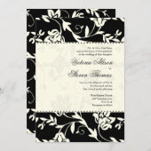 Einladung zur Hochzeit von Schwarz und Creme (Vorne/Hinten)