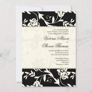 Einladung zur Hochzeit von Schwarz und Creme