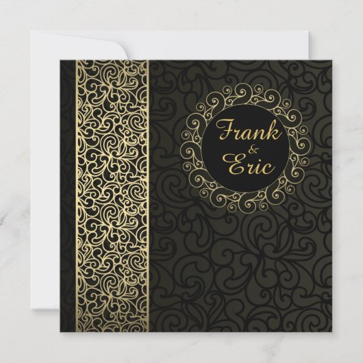 Einladung zur Hochzeit von Schwarz und Gold (Vorderseite)