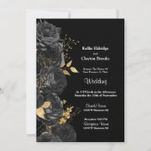 Einladung zur Hochzeit von Schwarz und Gold (Vorderseite)