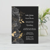 Einladung zur Hochzeit von Schwarz und Gold (Stehend Vorderseite)