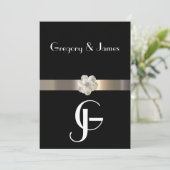 Einladung zur Hochzeit von Schwarz und Gold (Stehend Vorderseite)