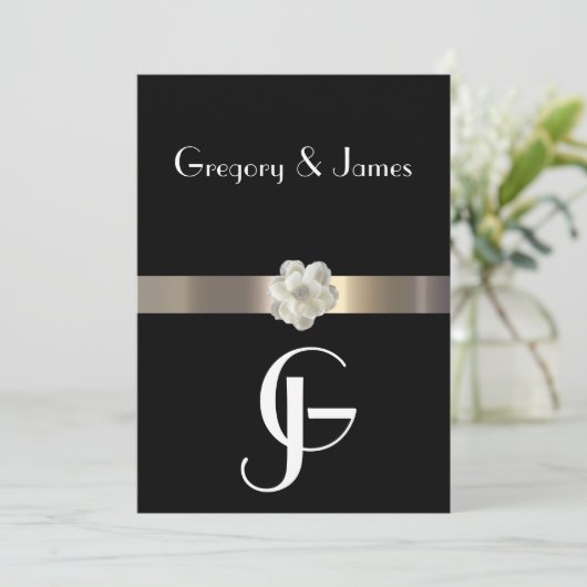 Einladung zur Hochzeit von Schwarz und Gold (Stehend Vorderseite)