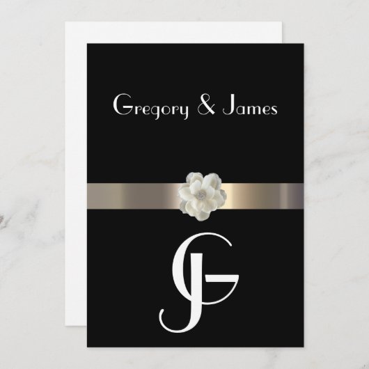 Einladung zur Hochzeit von Schwarz und Gold (Vorne/Hinten)