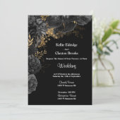 Einladung zur Hochzeit von Schwarz und Gold (Stehend Vorderseite)