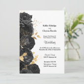 Einladung zur Hochzeit von Schwarz und Gold (Stehend Vorderseite)