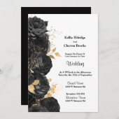 Einladung zur Hochzeit von Schwarz und Gold (Vorne/Hinten)