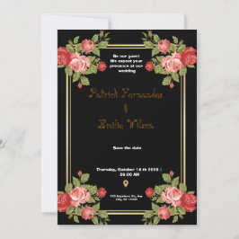 Einladung zur Hochzeit von Schwarz und Gold