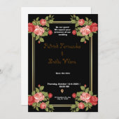 Einladung zur Hochzeit von Schwarz und Gold (Vorne/Hinten)