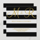 Einladung zur Hochzeit von Schwarz und Gold (Vorne/Hinten)