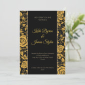 Einladung zur Hochzeit von Schwarz und Gold (Stehend Vorderseite)