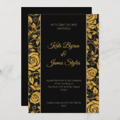 Einladung zur Hochzeit von Schwarz und Gold (Vorne/Hinten)