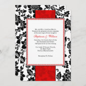 Einladung zur Hochzeit von Schwarz und Rot Damasku (Vorne/Hinten)
