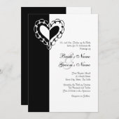 Einladung zur Hochzeit von Schwarz und Weiß (Vorne/Hinten)