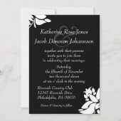 Einladung zur Hochzeit von Schwarz-Weiß-Blumen (Vorderseite)