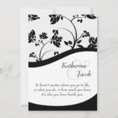 Einladung zur Hochzeit von Schwarz-Weiß-Blumen (Rückseite)