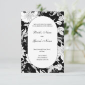 Einladung zur Hochzeit von Schwarz-Weiß-Blumen (Stehend Vorderseite)