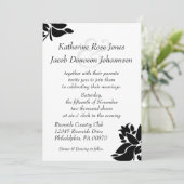 Einladung zur Hochzeit von Schwarz-Weiß-Blumen (Stehend Vorderseite)