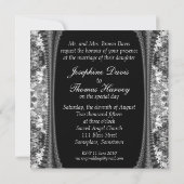 Einladung zur Hochzeit von Schwarz-Weiß-Damask (Rückseite)