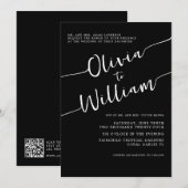 Einladung zur Hochzeit von Schwarz-Weiß-Kalligrafi (Vorne/Hinten)