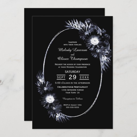 Einladung zur Hochzeit von Schwarzer Flora (Vorne/Hinten)