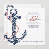 Einladung zur Hochzeit von Seeschiffen und Koralle (Vorne/Hinten)