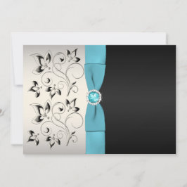 Einladung zur Hochzeit von Silver, Aqua und Black 