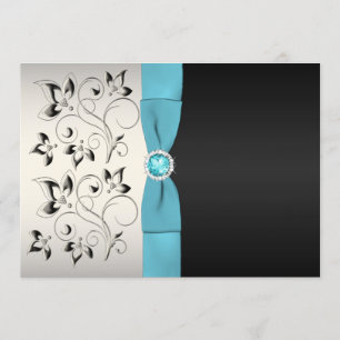 Einladung zur Hochzeit von Silver, Aqua und Black