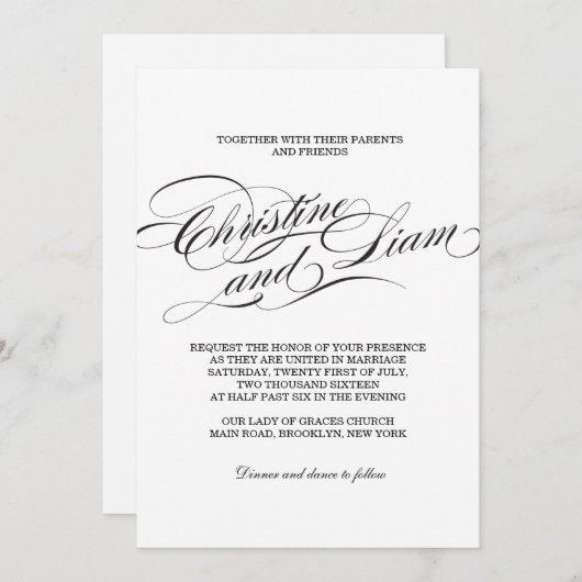 Einladung zur Hochzeit von Skripten geblüht (Vorne/Hinten)