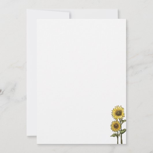 Einladung zur Hochzeit von Sonnenblumen (Rückseite)