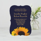 Einladung zur Hochzeit von Sonnenblumen (Navy Blue (Stehend Vorderseite)