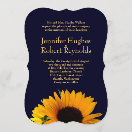 Einladung zur Hochzeit von Sonnenblumen (Navy Blue