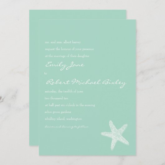 Einladung zur Hochzeit von Starfish (Vorne/Hinten)