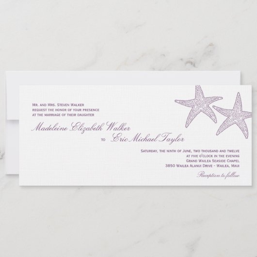 Einladung zur Hochzeit von Starfish - Lila (Vorderseite)