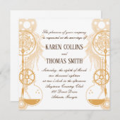 Einladung zur Hochzeit von Steampunk (Vorne/Hinten)