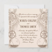 Einladung zur Hochzeit von Steampunk (Vorderseite)