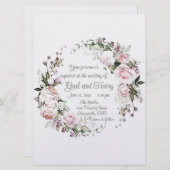 Einladung zur Hochzeit von süßen und rosa Rosen (Vorne/Hinten)