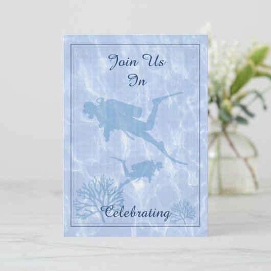 Einladung zur Hochzeit von Tauchern (Stehend Vorderseite)