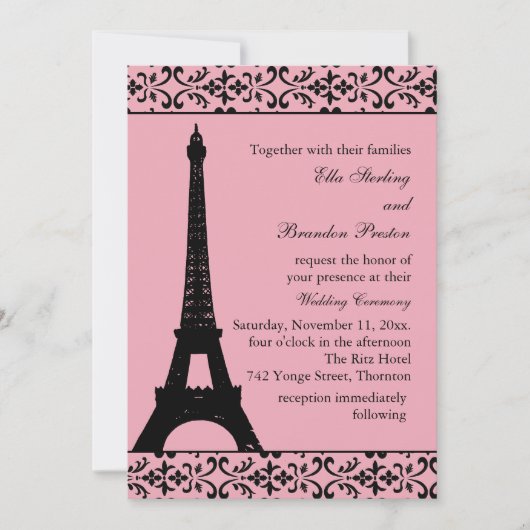 Einladung zur Hochzeit von Tres Paris (pink) (Vorderseite)