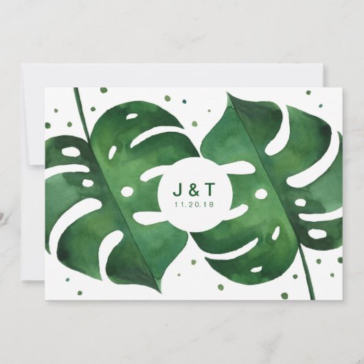Einladung zur Hochzeit von Tropenblättern (Rückseite)