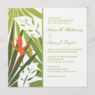 Einladung zur Hochzeit von tropischen Blumen - grü