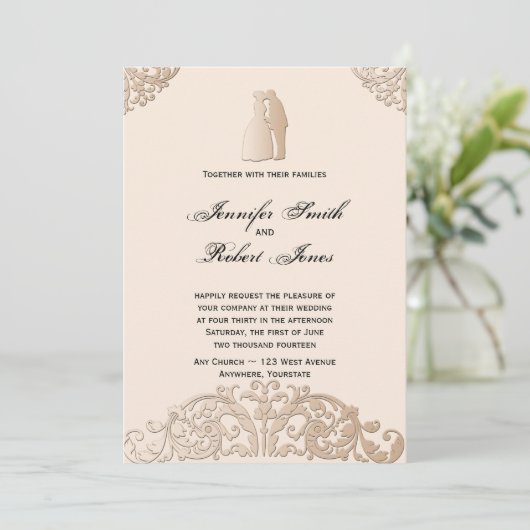 Einladung zur Hochzeit von Viktorianischem Gold (Stehend Vorderseite)