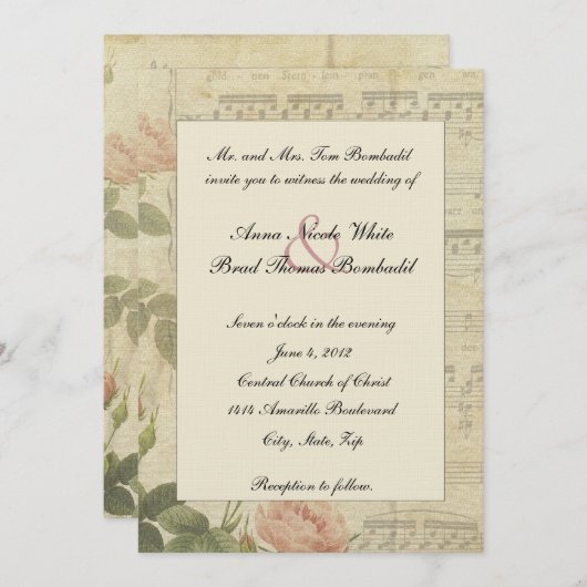 Einladung zur Hochzeit von Viktorianischer Musik u (Vorne/Hinten)