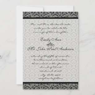 Einladung zur Hochzeit von Vintag Black Damask